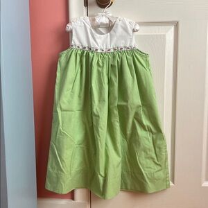 Green and White Sleeveless Dress